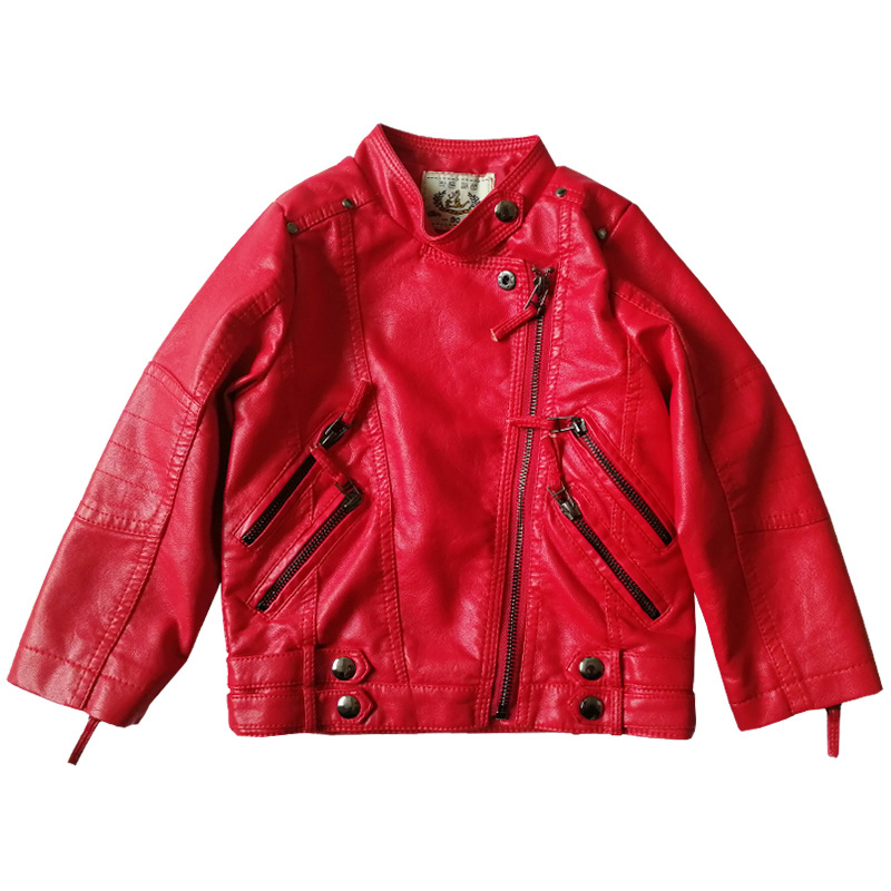 Streetwear Brand Red Logo - Chaqueta de cuero Pu roja de