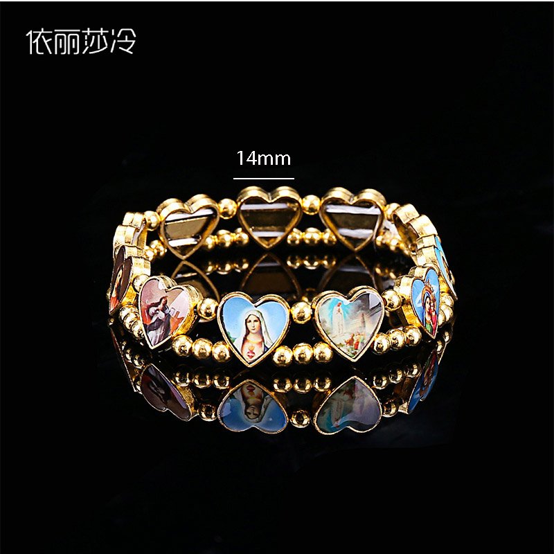 Streetwear Brand Accessories - Pulsera católica con cuentas y corazón