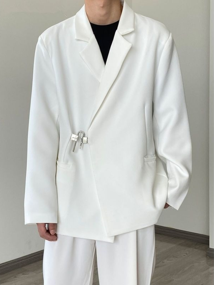 Streetwear Brand Aesthetic - Conjunto de Blazer Casual Blanco para
